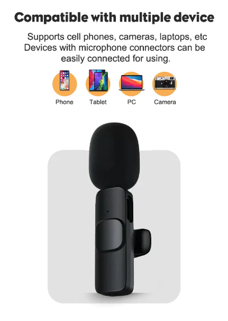 Wireless lavalier microphone with up to 20-meter transmission range