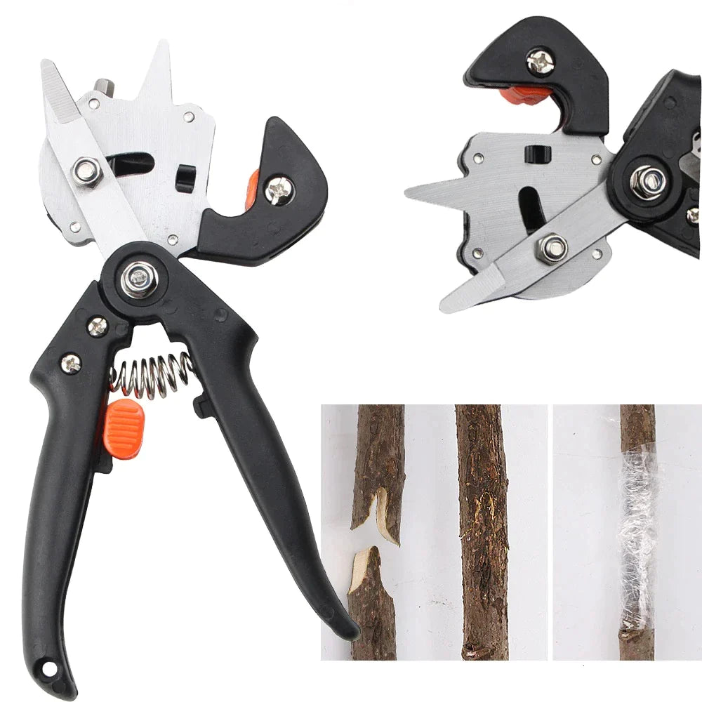 Grafting pruning tool showing Omega U and V cutting styles