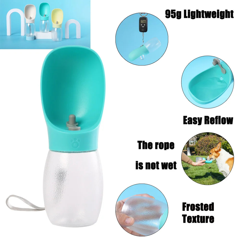 Lightweight portable dog water bottle with carrying lanyard
