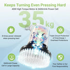 Cordless electric spin scrubber demonstrating rotating brush performance for household cleaning