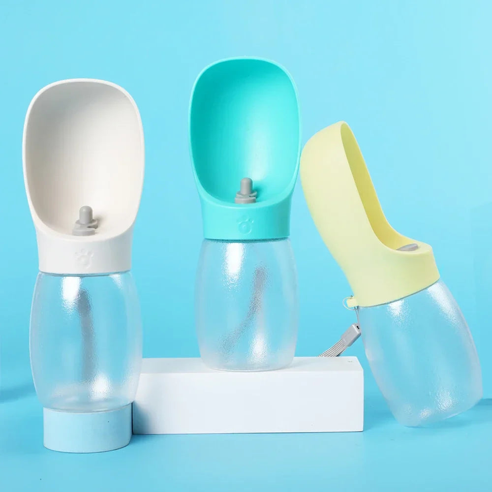 Portable pet water bottle available in multiple colors