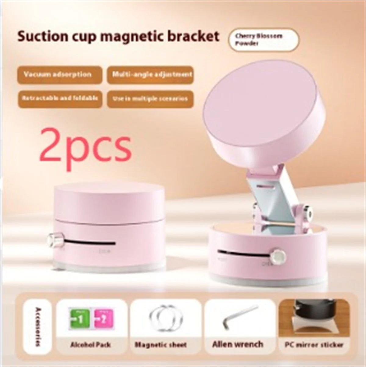 Adjustable magnetic car phone holder in black white and pink
