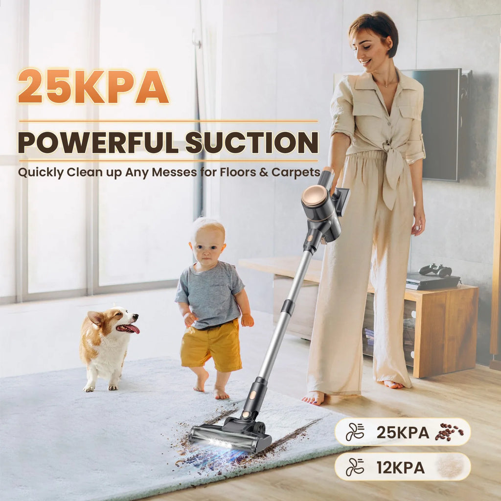 N8 Stick Vacuum Cleaner, 25Kpa Two Mode Lightweight Cordless Vacuum for Pet Hair, Carpet