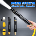 Adjustable garden hose spray nozzle with connectors and metal body