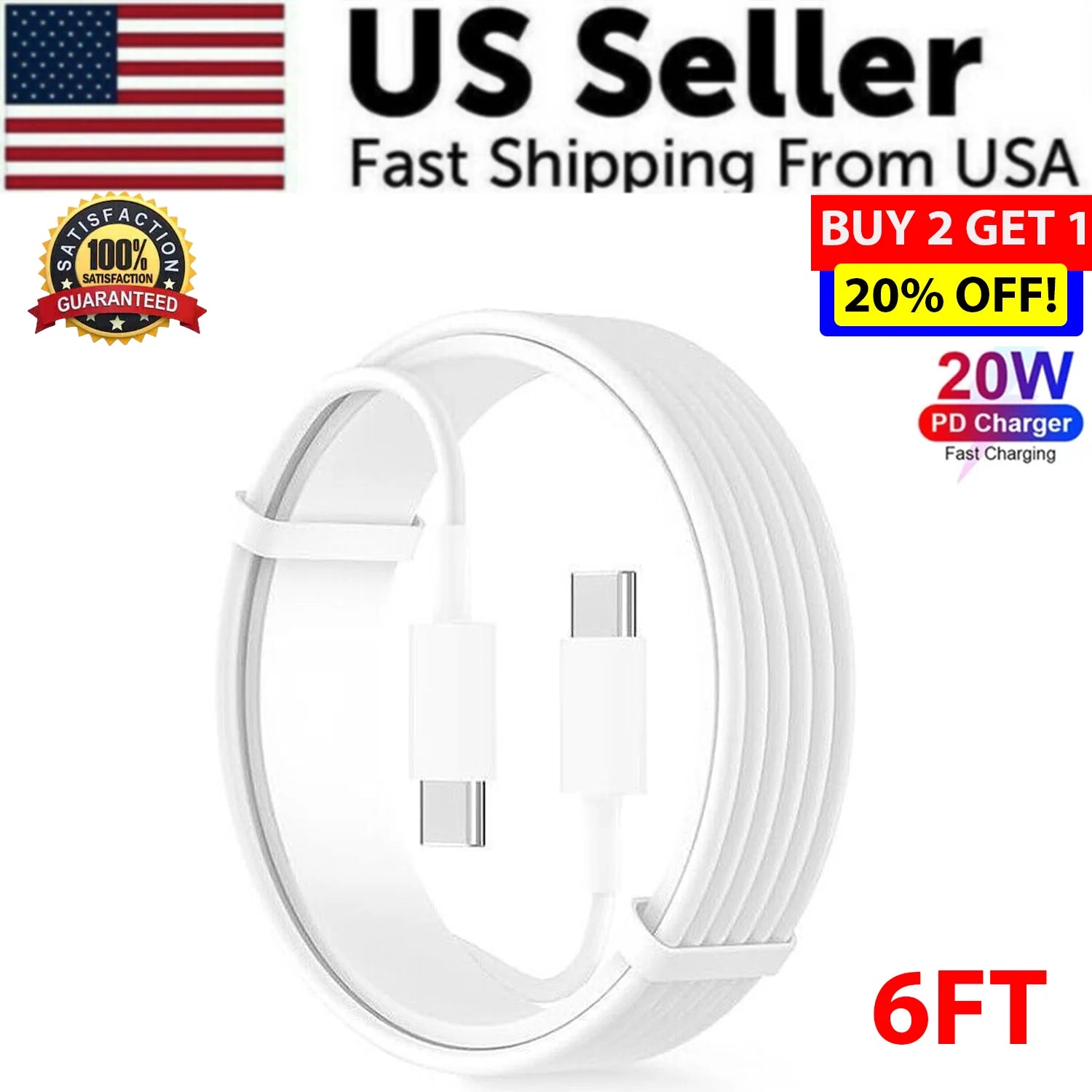 USB-C Fast Charger with Type-C Cable20W USB C Super Fast Charger PD to Type C Cable for Iphone 15 Ipad plus Pro Max