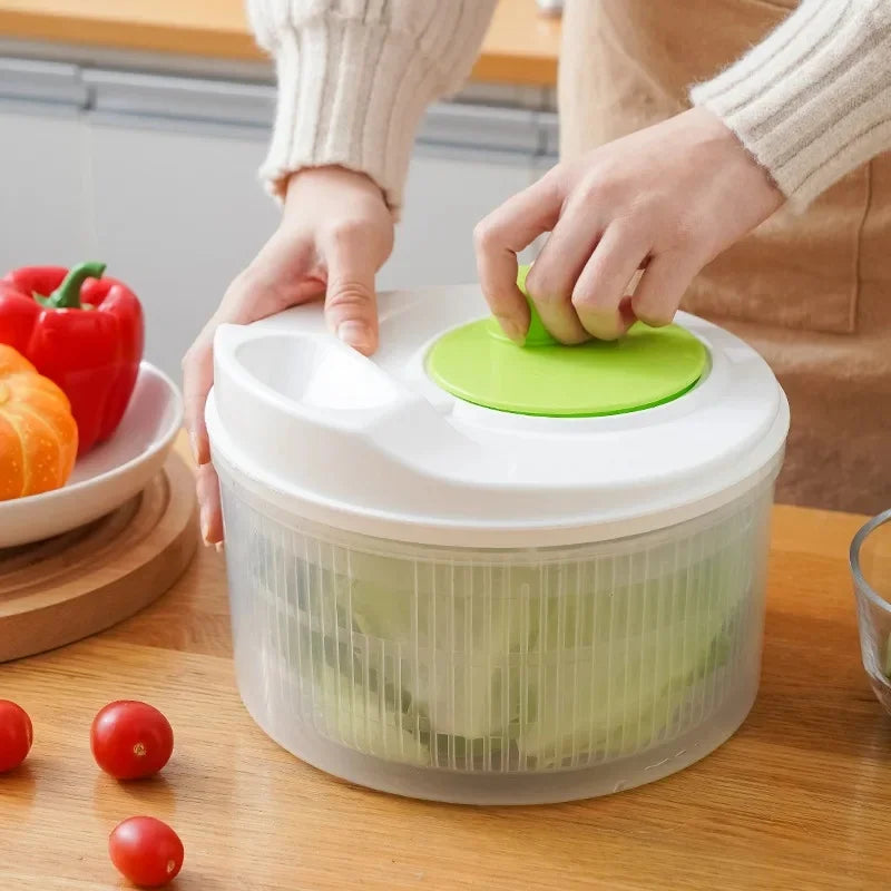 Multifunctional Household Manual Vegetable Dehydrator - Salad Spinner with Fruit, Lettuce Drain Basket Home Gadget