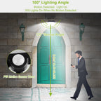 Solar wall light showing motion detection range and lighting angle