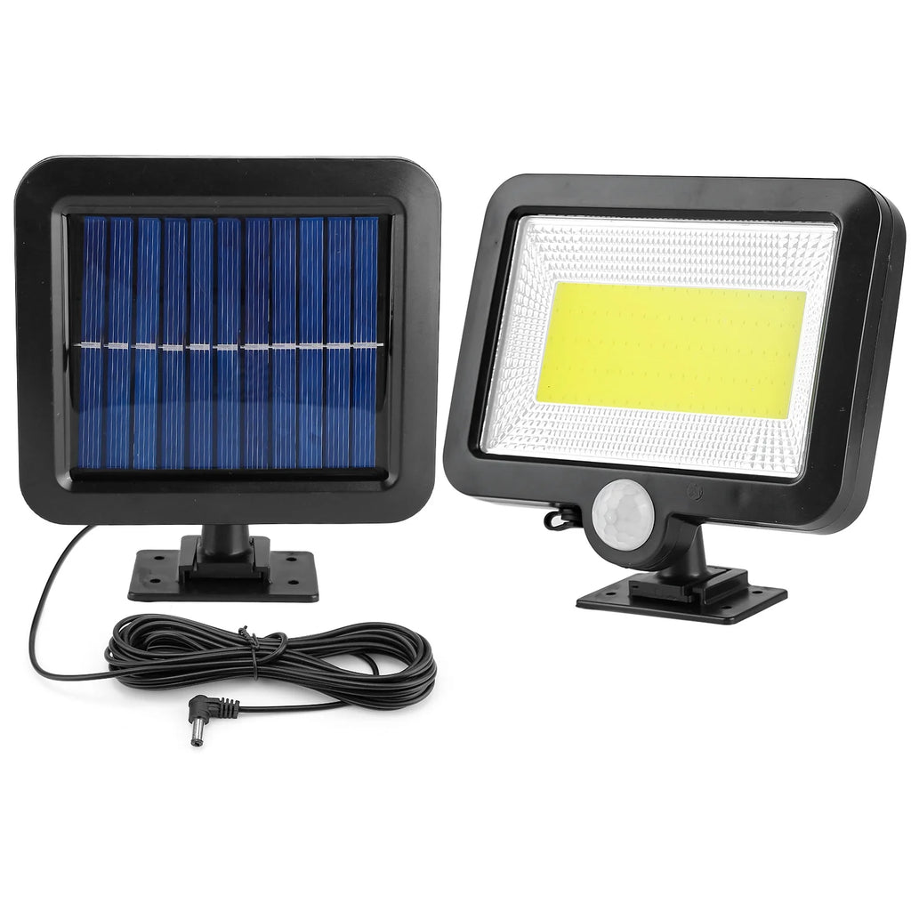 100-LED solar motion sensor wall light with separate solar panel