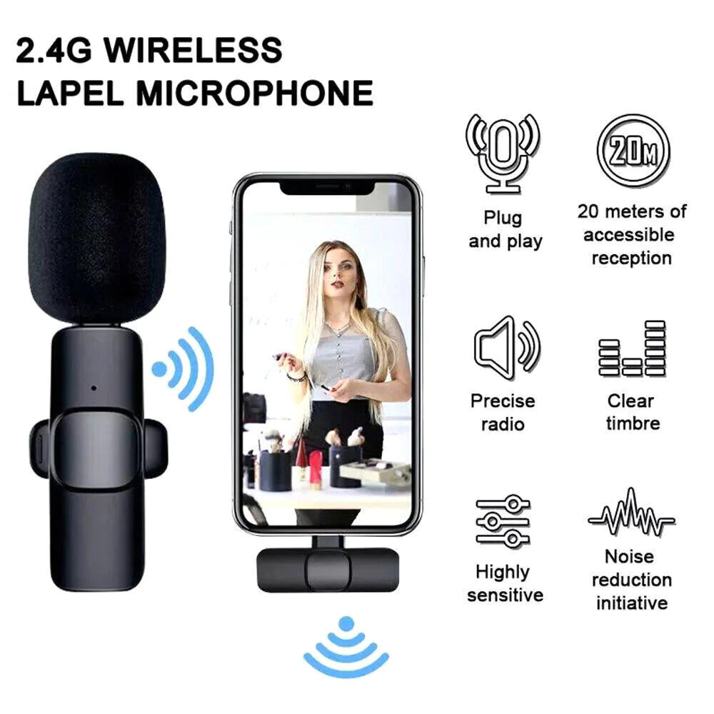 2.4GHz wireless lavalier microphone for video recording