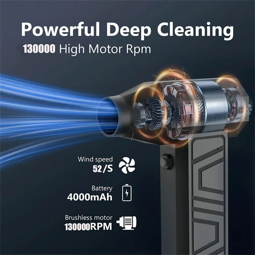 130,000 RPM electric air duster with nozzle attachments