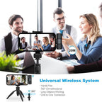 Wireless lavalier microphone receiver connected to smartphone