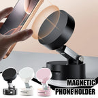 Foldable magnetic car phone holder with vacuum suction base
