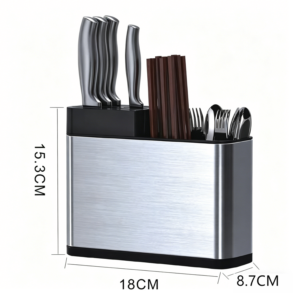 Stainless steel knife and utensil organizer dimensions