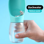 Portable pet water bottle with water return feature