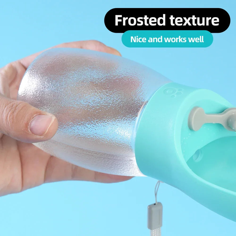 Portable pet water bottle with frosted bottle design