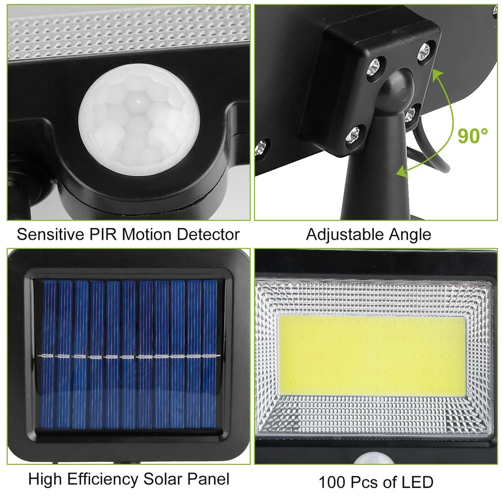 Solar wall light with PIR motion sensor adjustable angle and solar panel