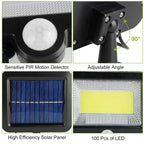 Solar wall light with PIR motion sensor adjustable angle and solar panel