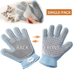 Double-sided pet grooming glove showing front and back surfaces