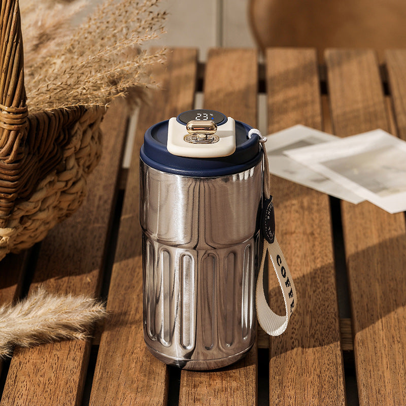 Smart Digital Thermal Bottle Portable Coffee Mug Stainless Steel Water Bottle In-Car Insulated Cup Keep Cold Vacuum Flasks 450Ml