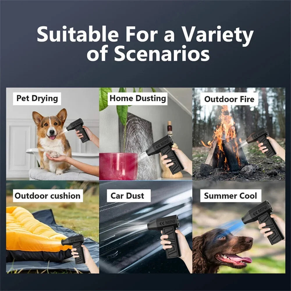 Multi-purpose rechargeable electric air duster for cleaning cars, electronics, keyboards, workspaces, and hard-to-reach areas