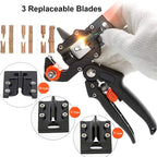 Garden grafting pruner with three replaceable cutting blades