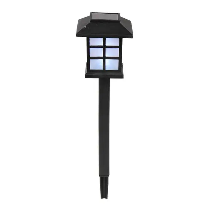 Solar-powered LED garden pathway lantern with ground stake