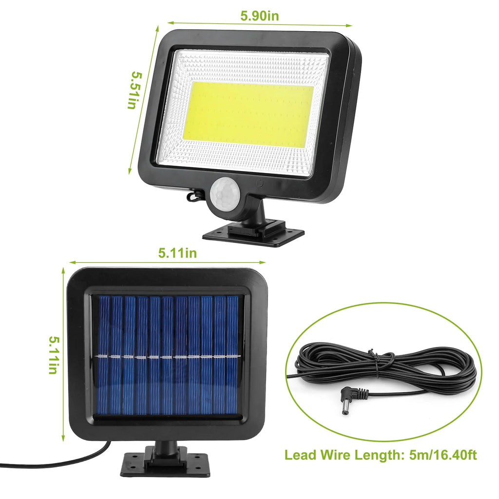 Solar wall light and separate solar panel with 16.4-foot connection cable