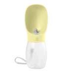 Yellow 300mL portable pet water bottle with lanyard