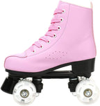 Roller Skates for Women Men, High Top PU Leather Classic Double-Row, Indoor Outdoor, Beginner Shoes Bag