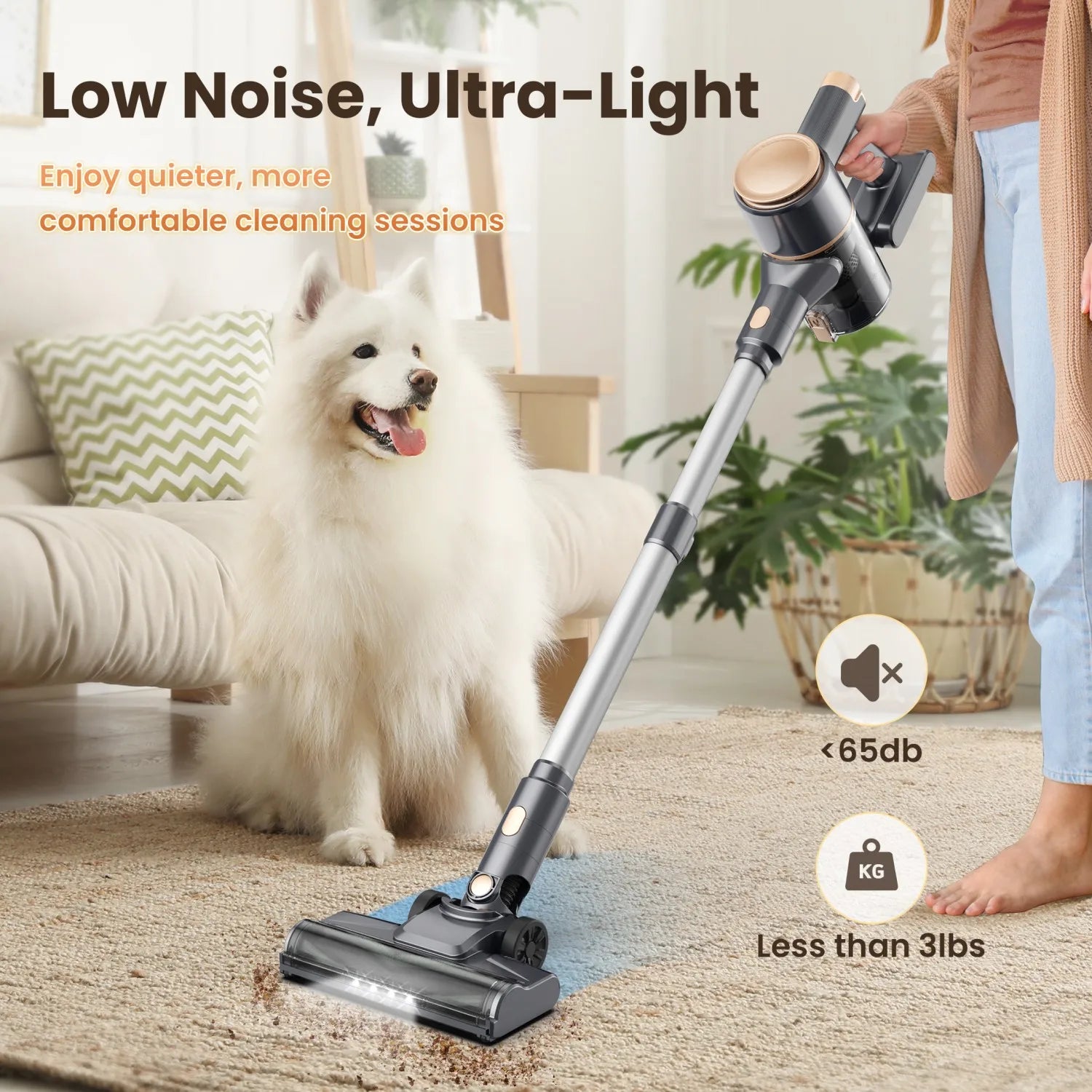 N8 Stick Vacuum Cleaner, 25Kpa Two Mode Lightweight Cordless Vacuum for Pet Hair, Carpet