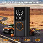 Portable rechargeable air compressor for car motorcycle and bike tires