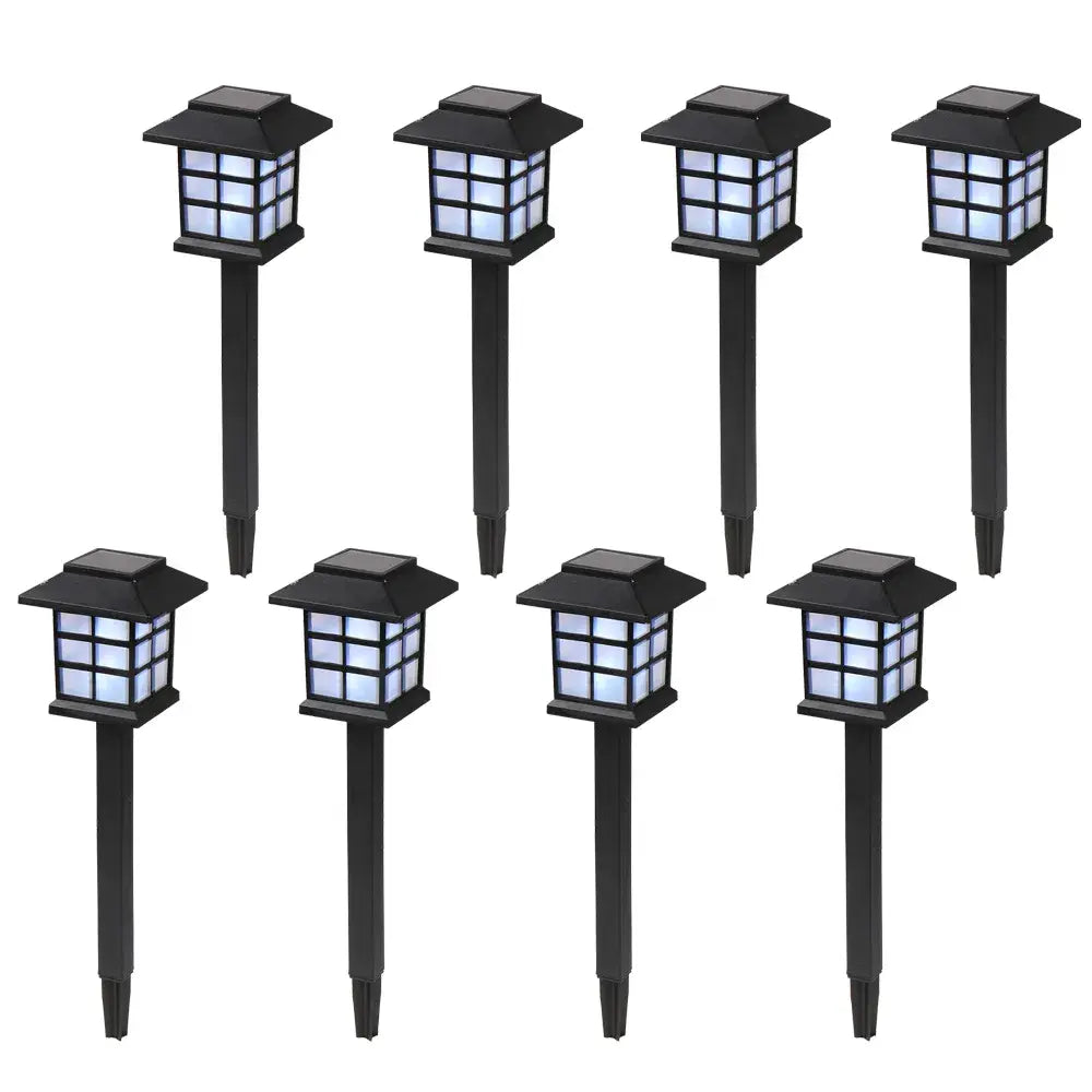 Set of eight solar LED landscape pathway lights
