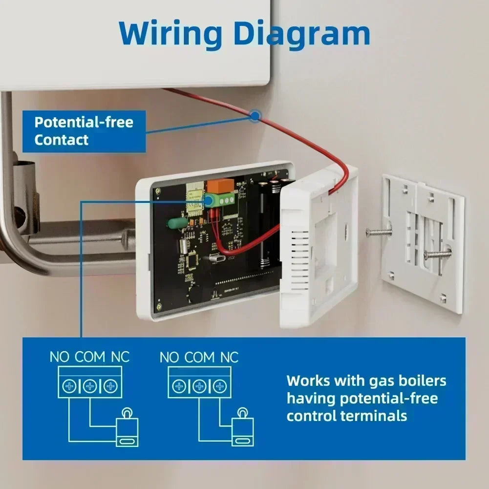 For Tuya Battery Thermostat Wifi Heating/Cooling Thermostat for Gas Boilers Home Improvement Accessory