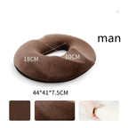 Coffee brown memory foam seat cushion with center opening and dimensions