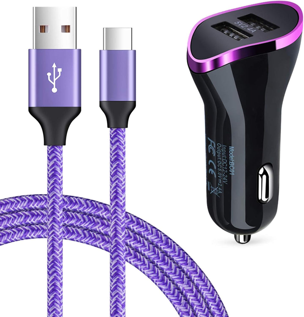 Type C Car Charger for Samsung Galaxy A57 A37 S26 S25 S24 S23 A17 A56 A36 A26 A16 A55 A25 A35 A15 Z Flip7 Z Fold7 A54 A14 A53 A23 A13 A12 A21 A32 A50 A51 S22, Car Adapter+6Ft Fast Charge USB C Cable