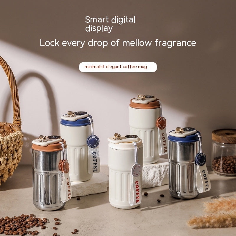 Smart Digital Thermal Bottle Portable Coffee Mug Stainless Steel Water Bottle In-Car Insulated Cup Keep Cold Vacuum Flasks 450Ml