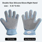 Double-sided pet grooming glove for grooming and pet hair removal