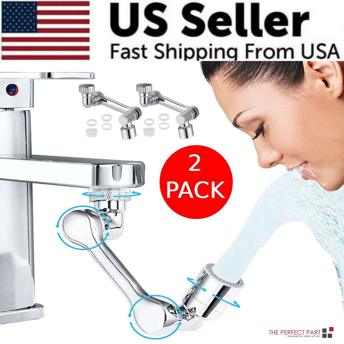 2-pack 1080 degree swivel faucet aerator and extender